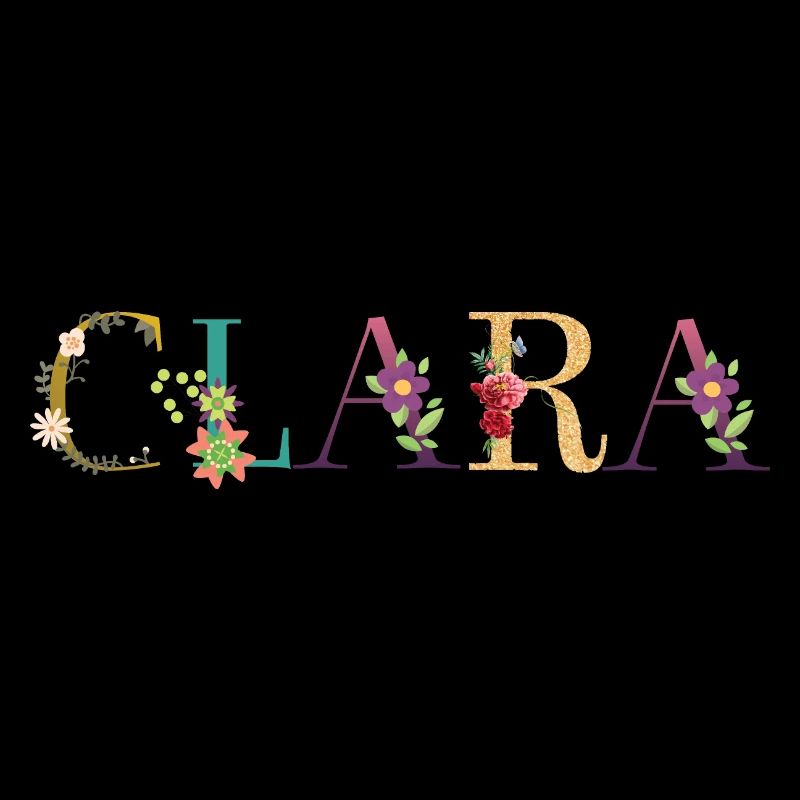 Le nom de CLARA est décoré de fleurs