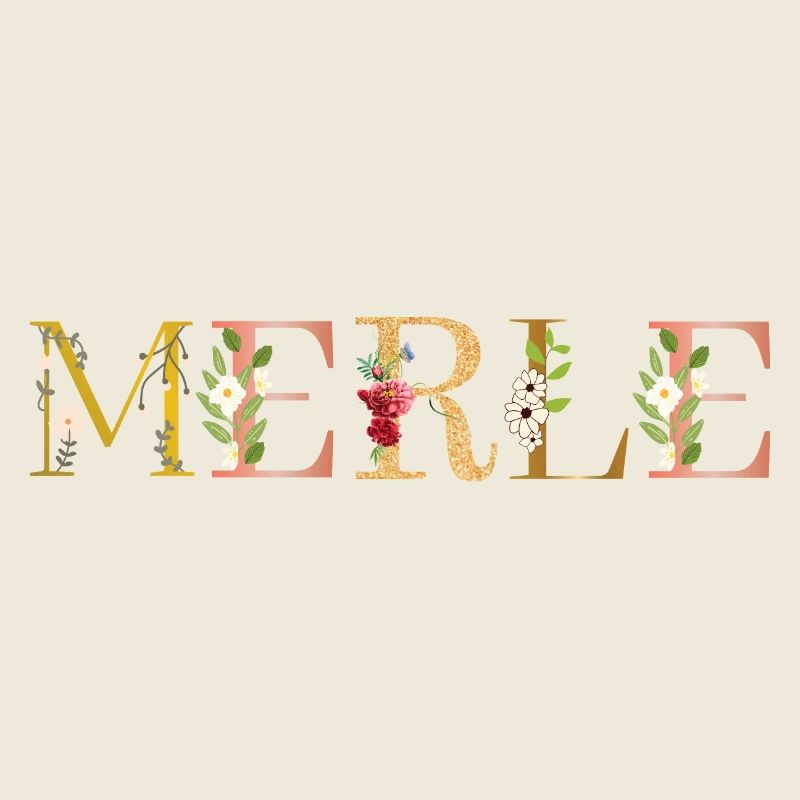 MERLE nom orné de fleurs