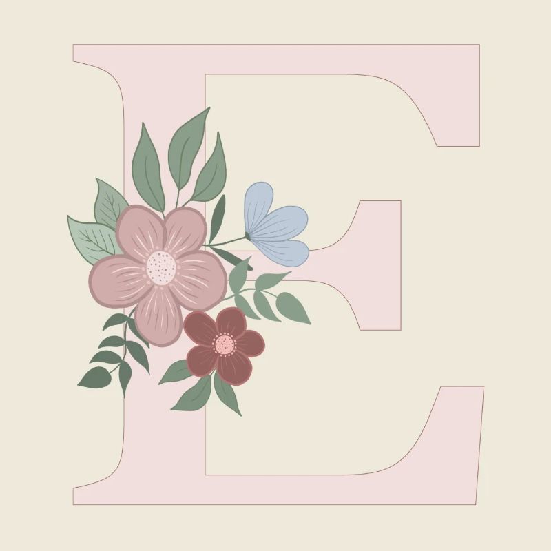 Buchstabe E mit Blume rosa