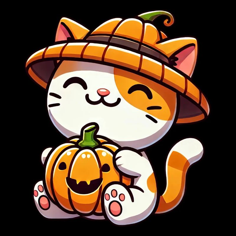 Whimsical Halloween Cat Pumpkin Hat