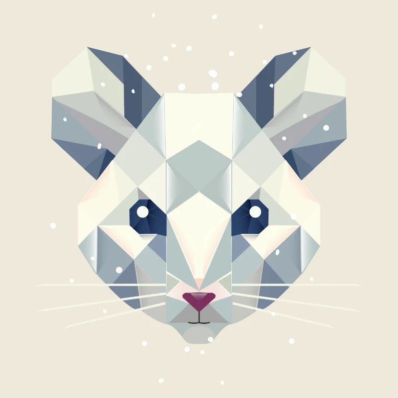Geometric Snow Mouse – Winter Animal Portrait