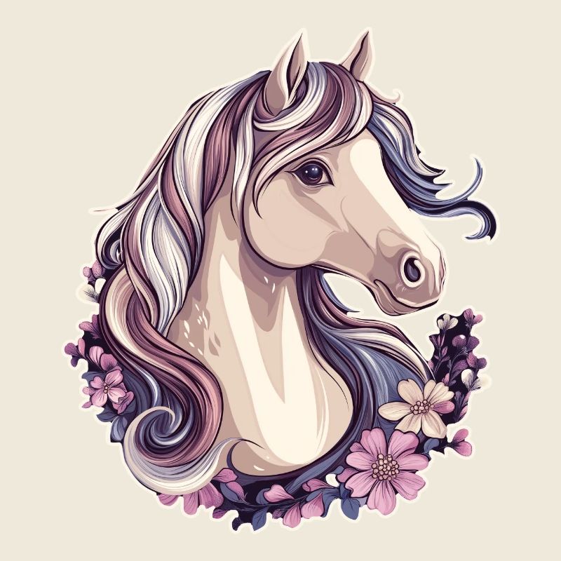 Cheval Cheval Motif Fleurs