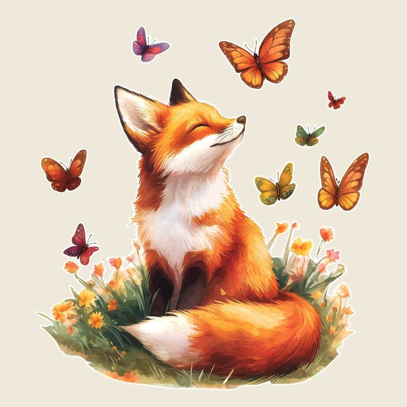 Fox with butterflies