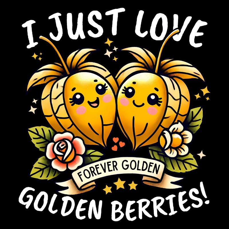 Charmanter Kawaii-Stil Ich liebe einfach goldene Beeren