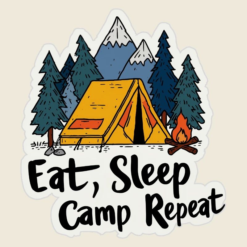 Camping Spruch Eat Sleep Camp Repeat Camper Outdoo