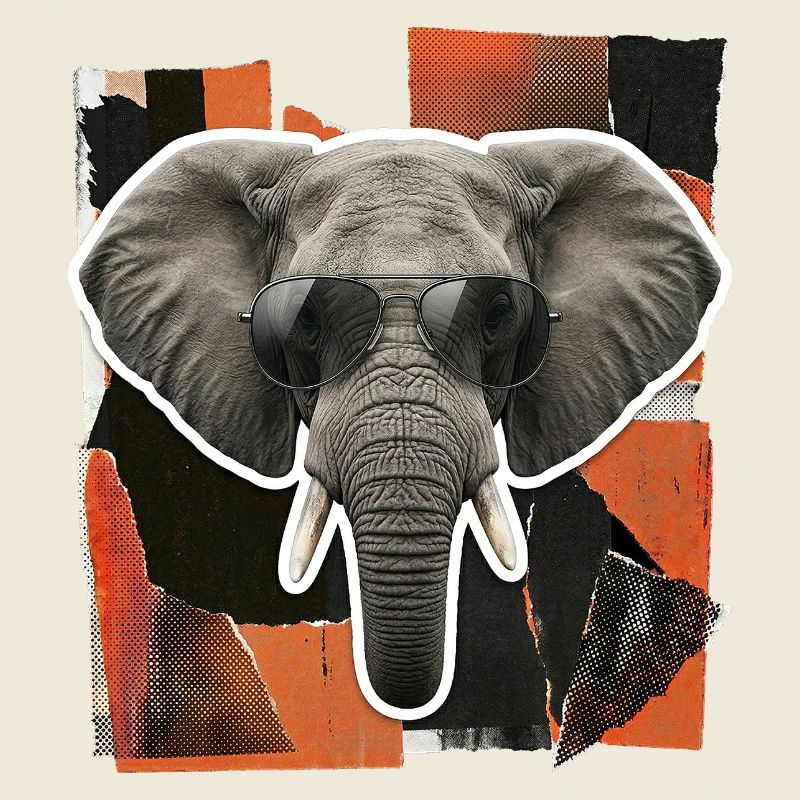 Elefant Sonnenbrille Risographie