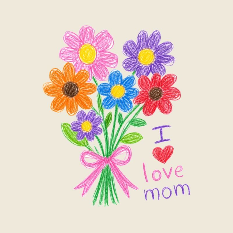 Bouquet Crayonné pour Maman