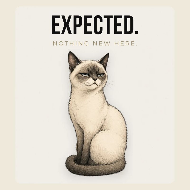 EXPECTED. Noble Cat Dry Humor Meme Design