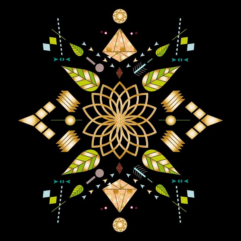 or fleurs symbole avec des éléments colorés