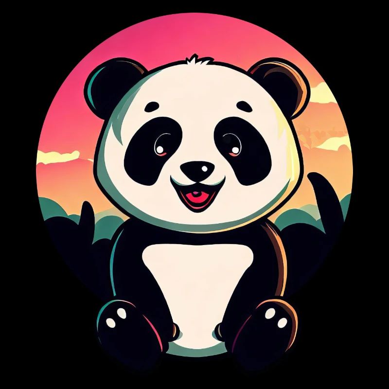 Cute Panda Sunset Design