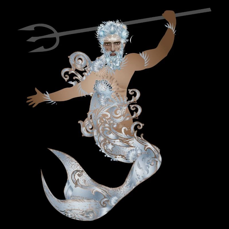mysterious Aquarius with trident and fin