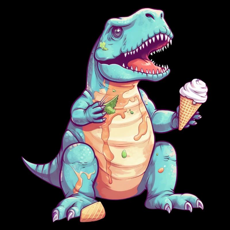 T-Rex genießt Eis - Witziges Dino Design