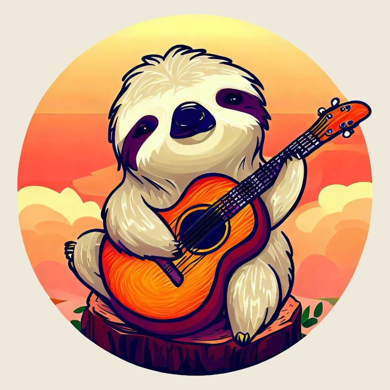 Sloth guitarist at sunset - Relaxed