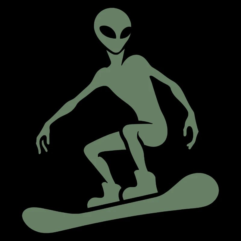 Minimalistisches Design: Alien Snowboarder Silhoue