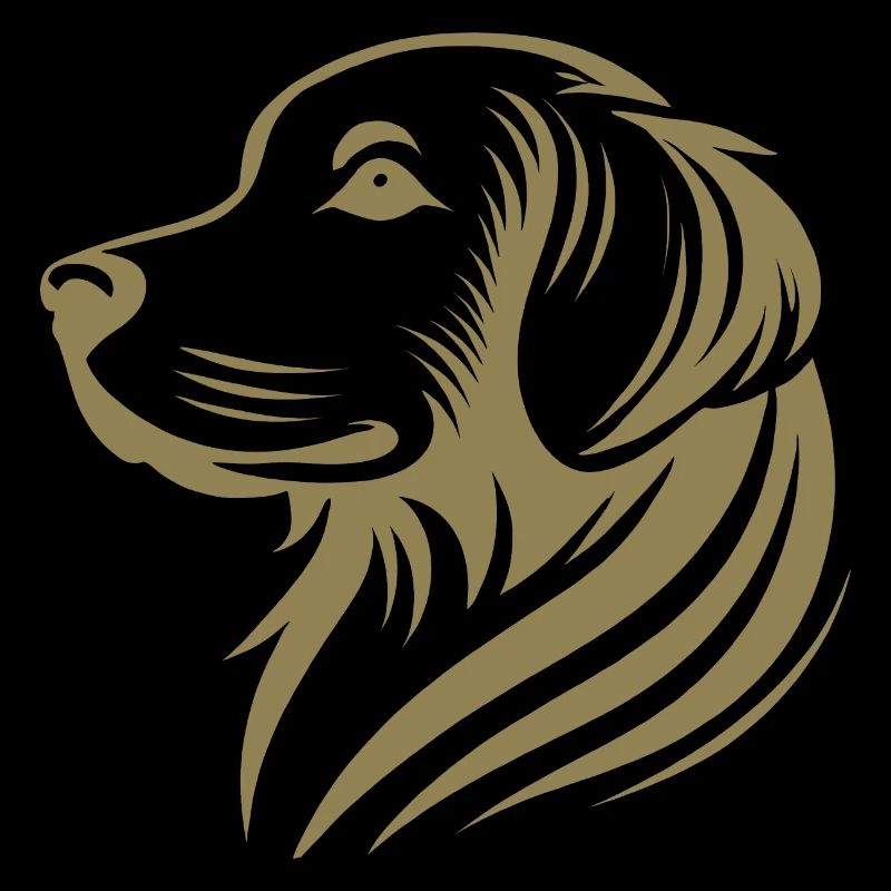 Golden Retriever Head Silhouette Minimalist