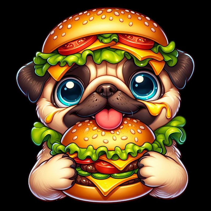 Drôle de carlin burger chapeau de restauration rapide