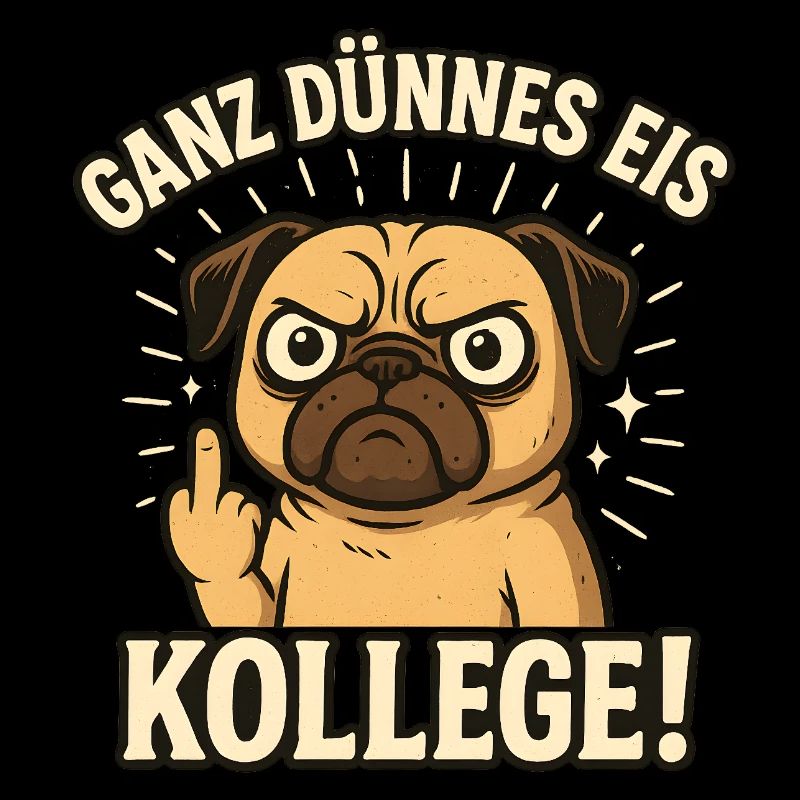 Pug middle finger very thin colleague