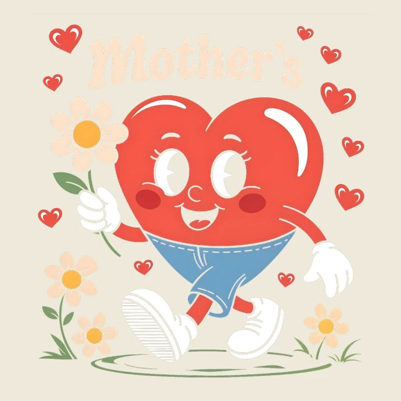 Muttertag Retro Herz mit Blumen