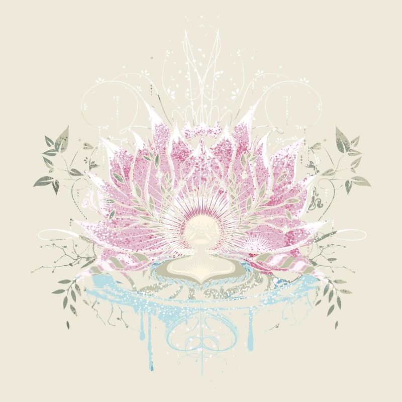 Fleur de lotus délicate avec des éléments d’eau et des graffitis