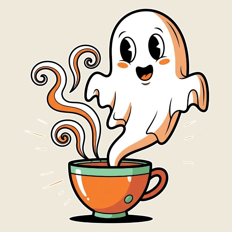 Kaffeegeist mit charmantem Gesicht