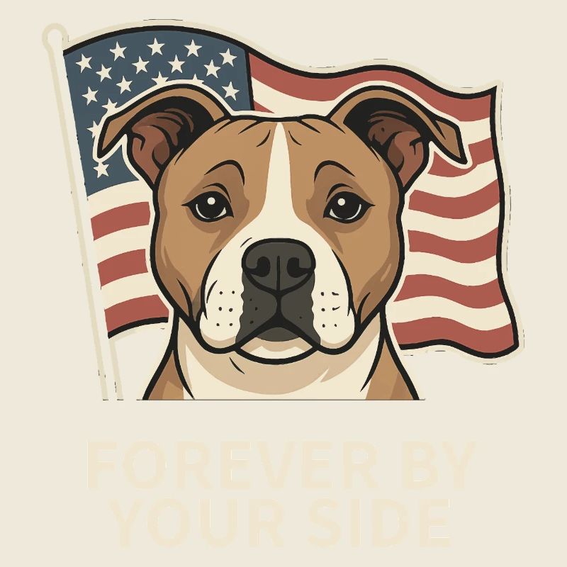 Chien loyal devant le drapeau américain