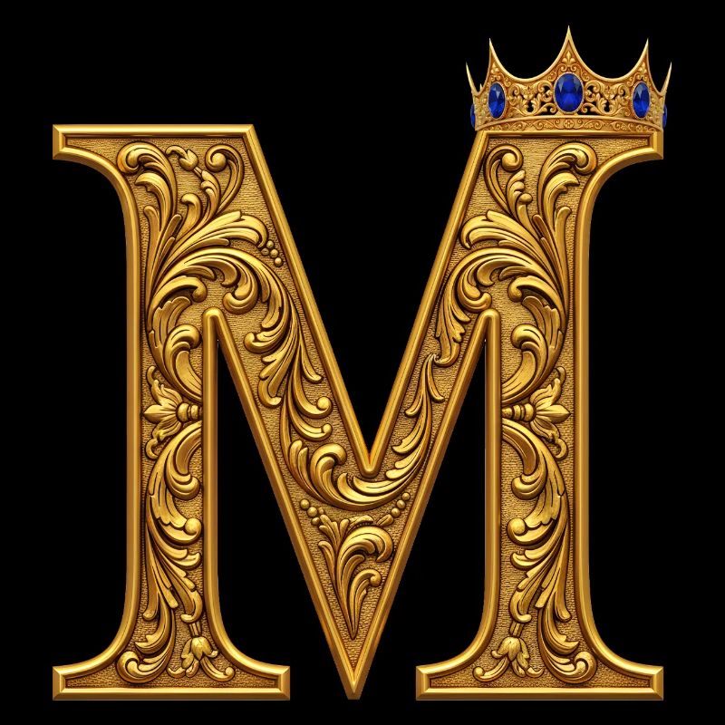 Barockes M Monogramm aus Gold