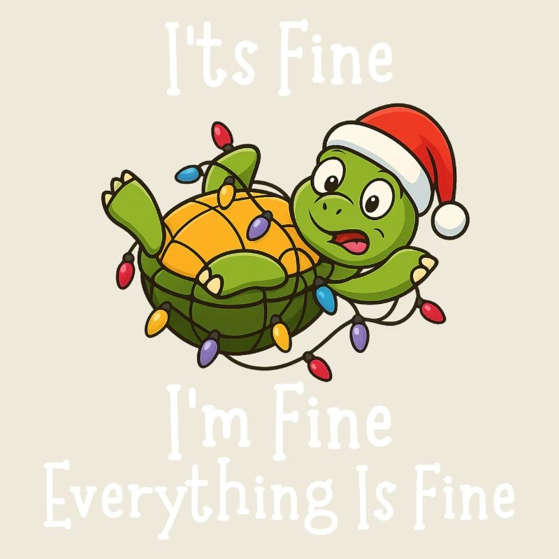 Funny Christmas Turtle It's Fine Everything fine