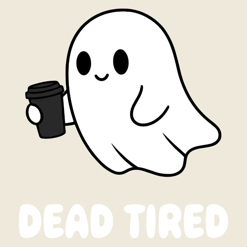 Coffee Ghost Tired Ghost with Mug