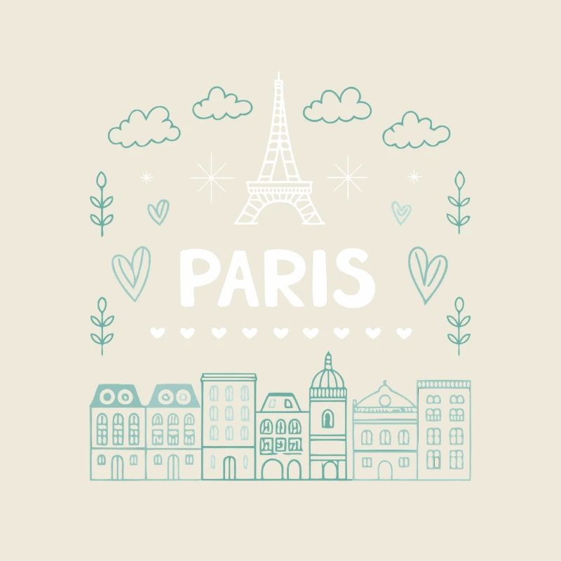 Pariser Eiffelturm-Herzen-Doodle