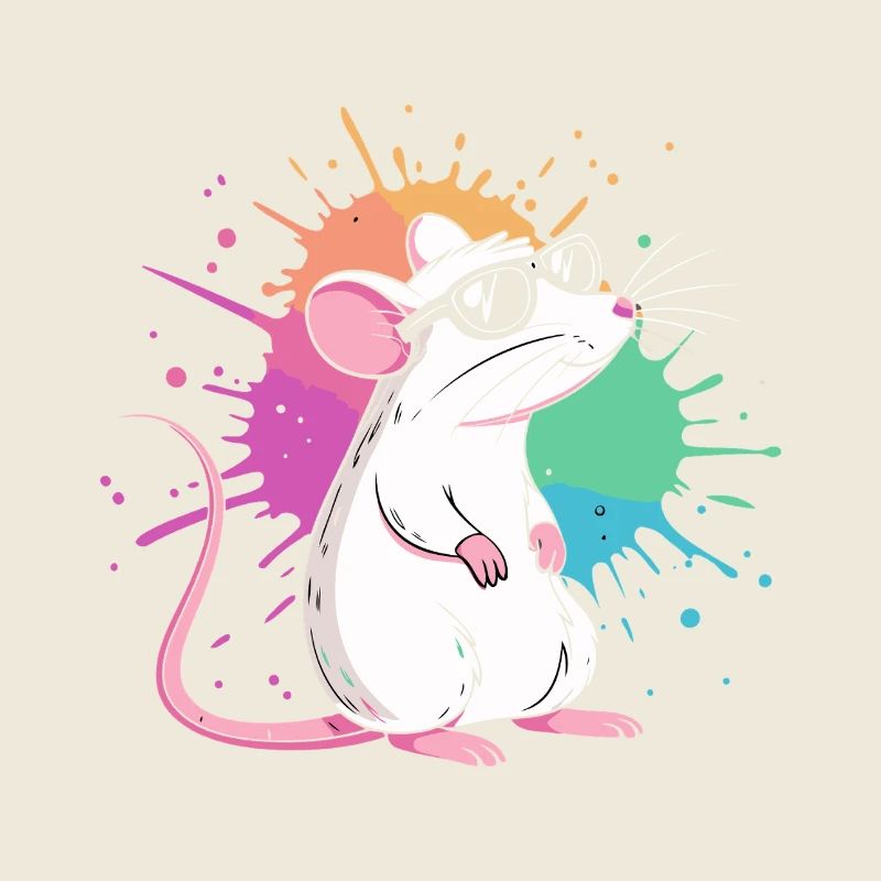 Elegante Ratte unter farbigen Splittern