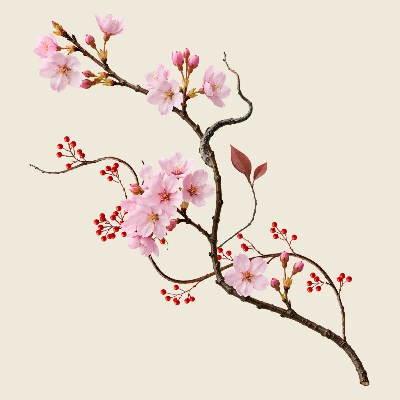 Fleur de cerisier de Sakura dans le style zen ikebana