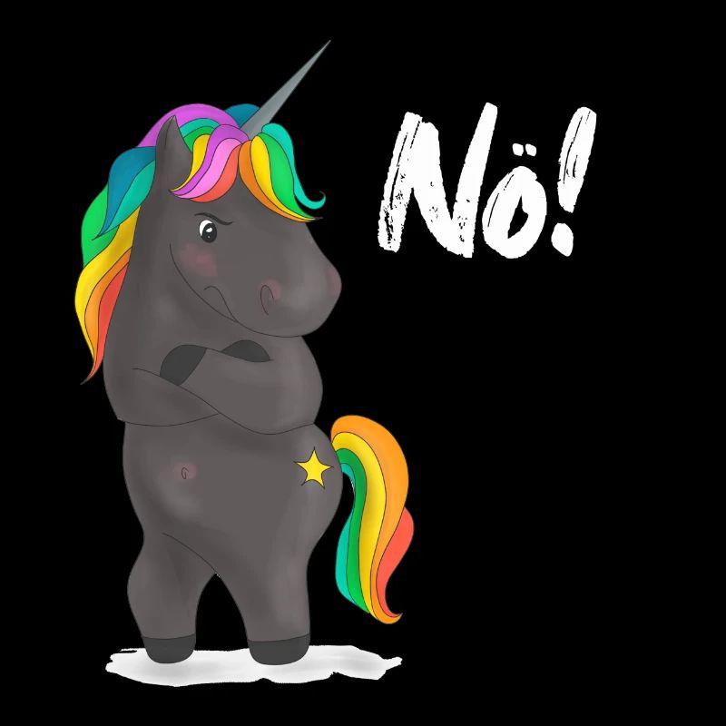 Verärgerter Regenbogen-Pony mit Witz