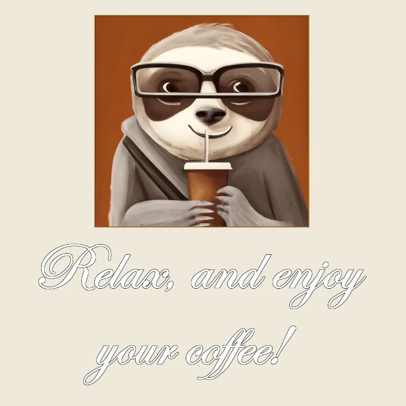 Sloth drinking coffee.