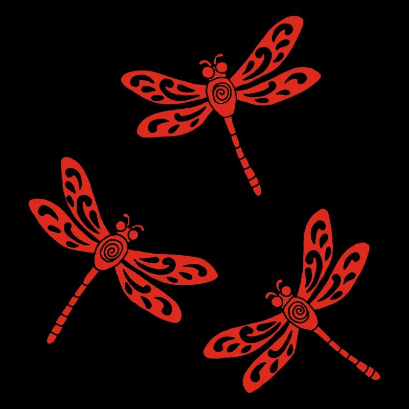 Trio roter Libellen