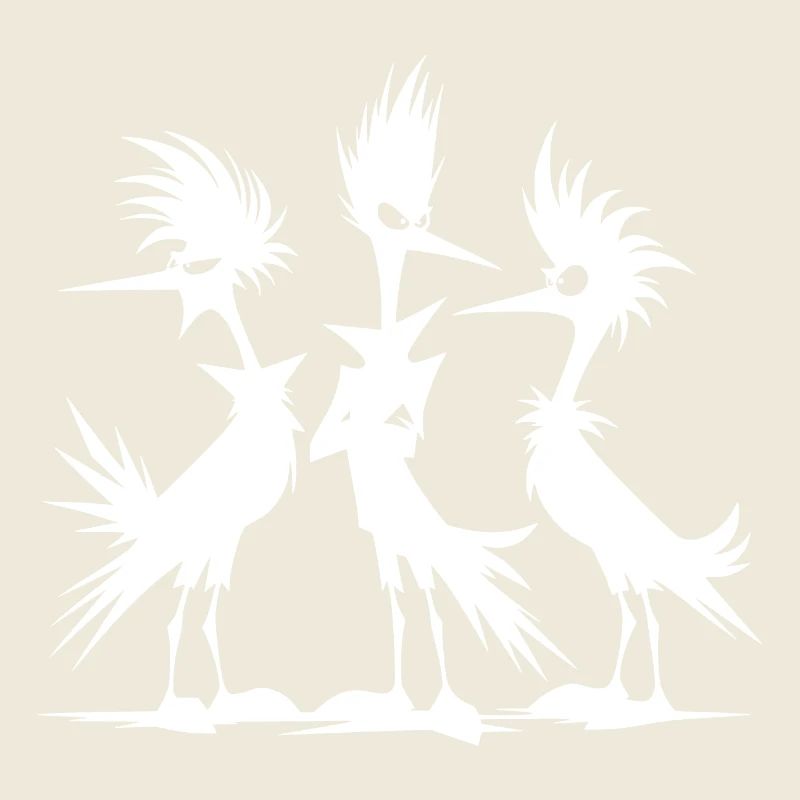 Annoyed funny bird group in defiance phase