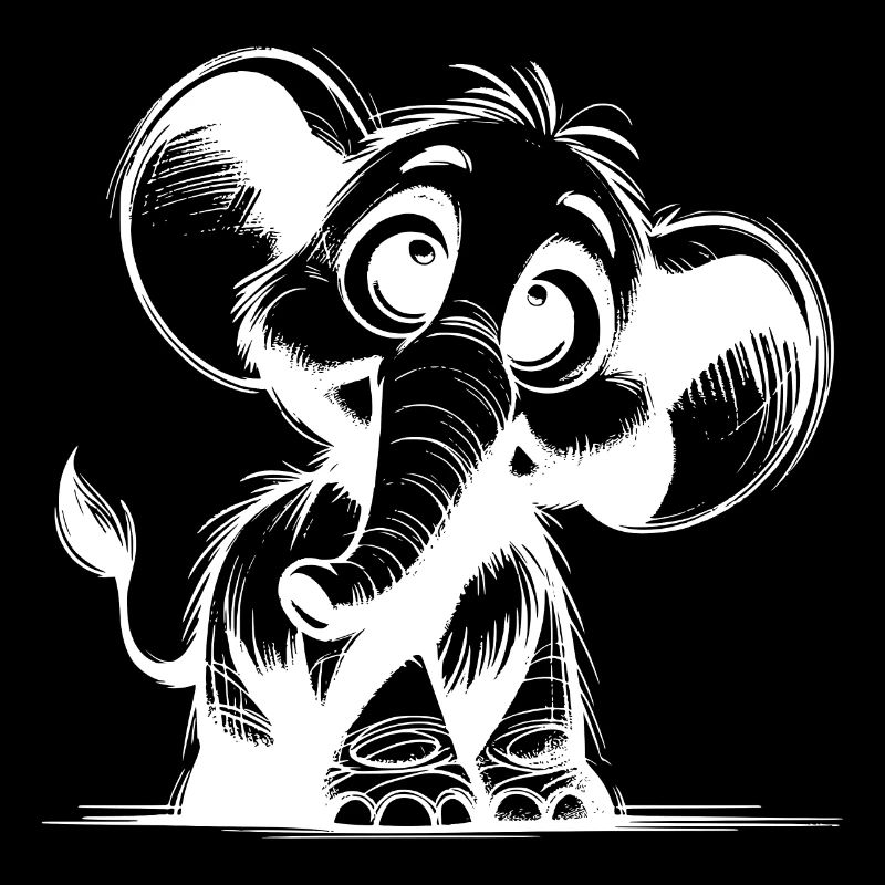 Neuigieriger Elefant mit großen Augen und Ohren