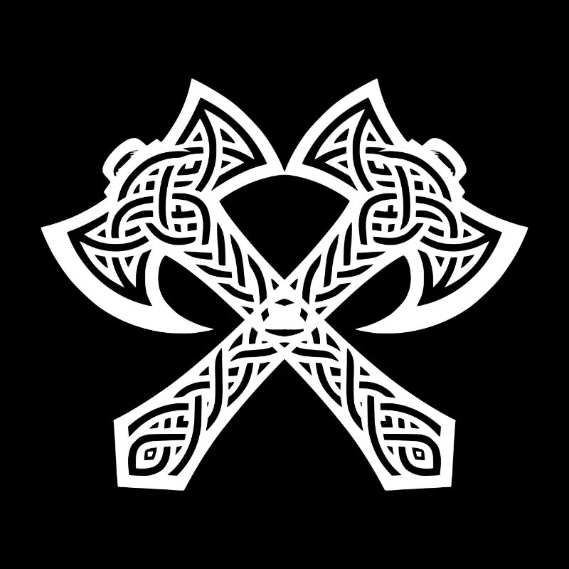 Double hache dans le style de tatouage de nœud celtique