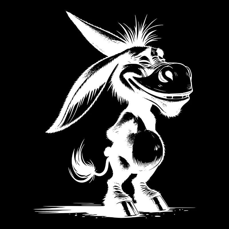 Donkey Cartoon Smiling Grinning Long Ear
