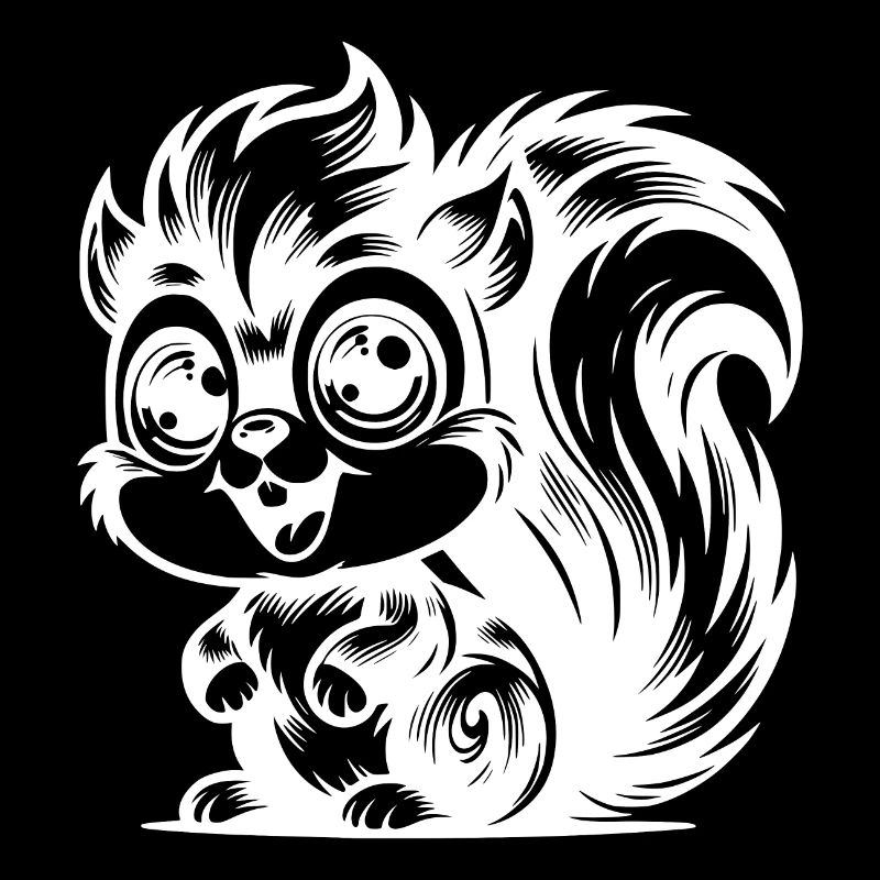 Funny Pencil Drawing Cartoon Squirrel