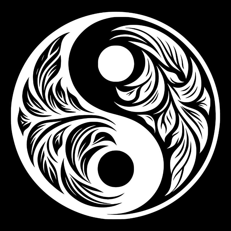 Feuilles d’arbre de la vie Yin Yang style de géométrie