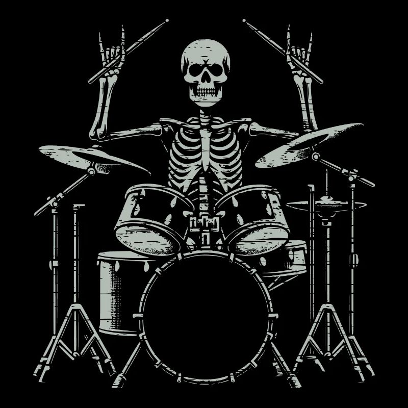 Drummer Skull Skelett am Drumset