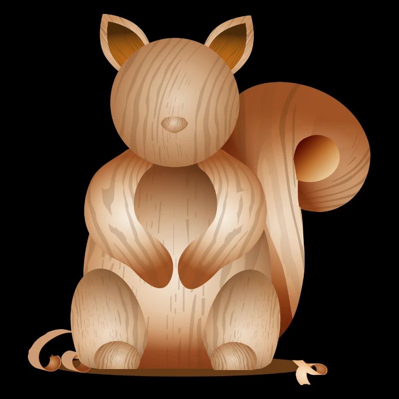 Illustration in Holzoptik–Verspieltes Eichhörnchen