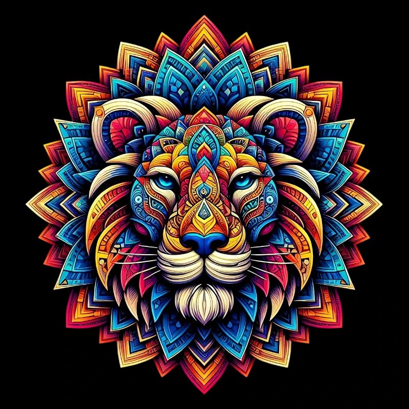 Lion decorated with Mandalas