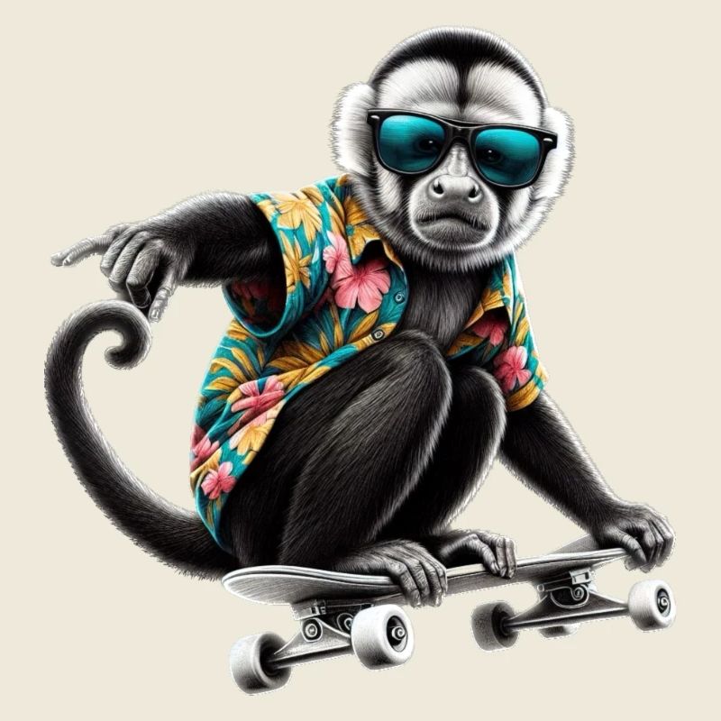 A cool monkey on a skateboard