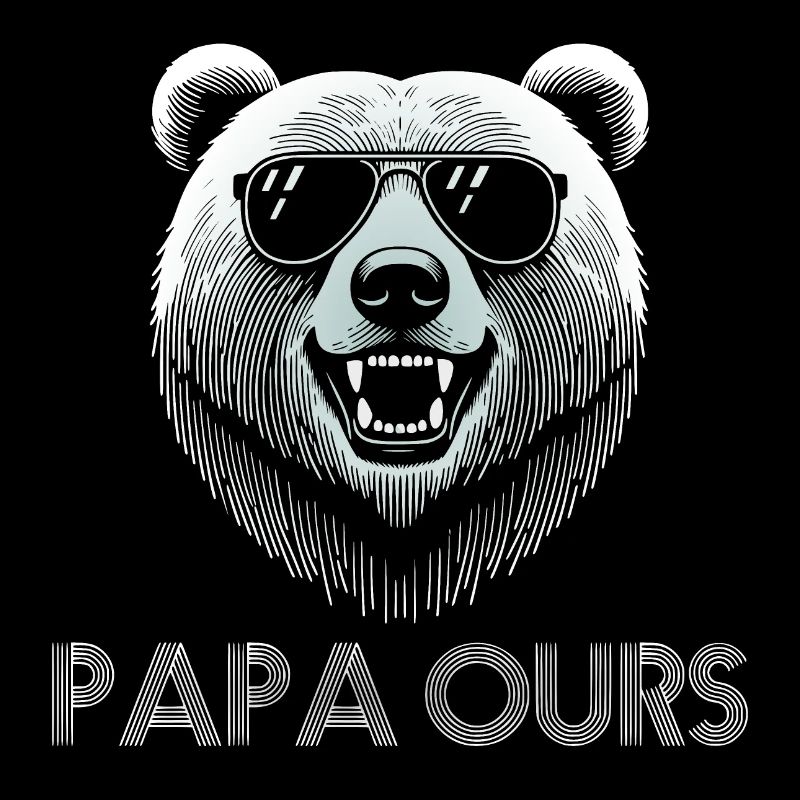 Cool bear head with sunglasses. Papa Bear