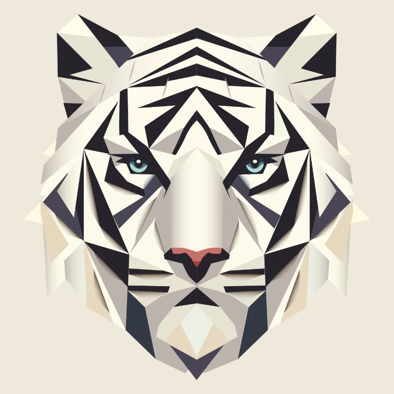 Geometric White Tiger – Strength and Elegants