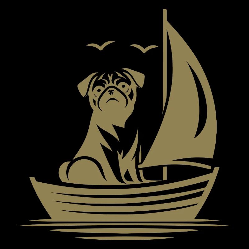 Mops Silhouette Segelboot minimalistisch