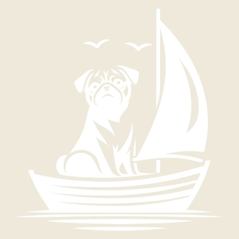 Mops Silhouette Segelboot minimalistisch