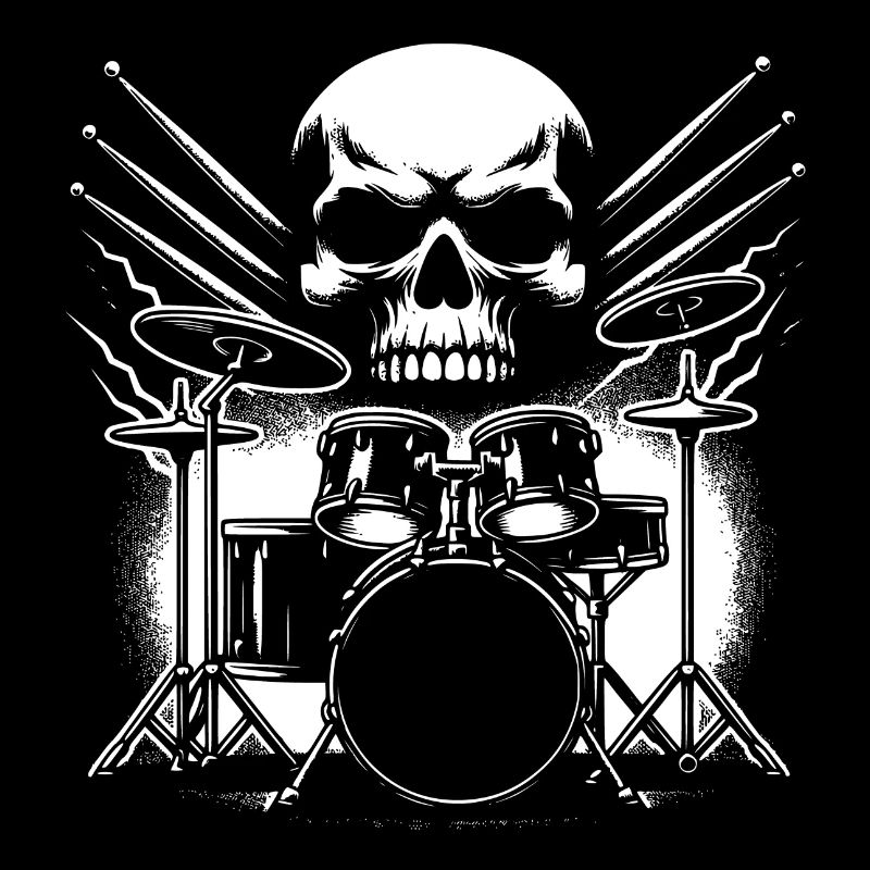Drums and Skull Drummer Rock Band