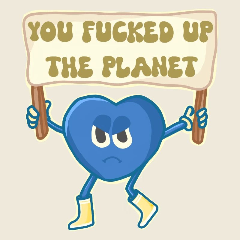 Klimaaktivistin Retro-Maskottchen